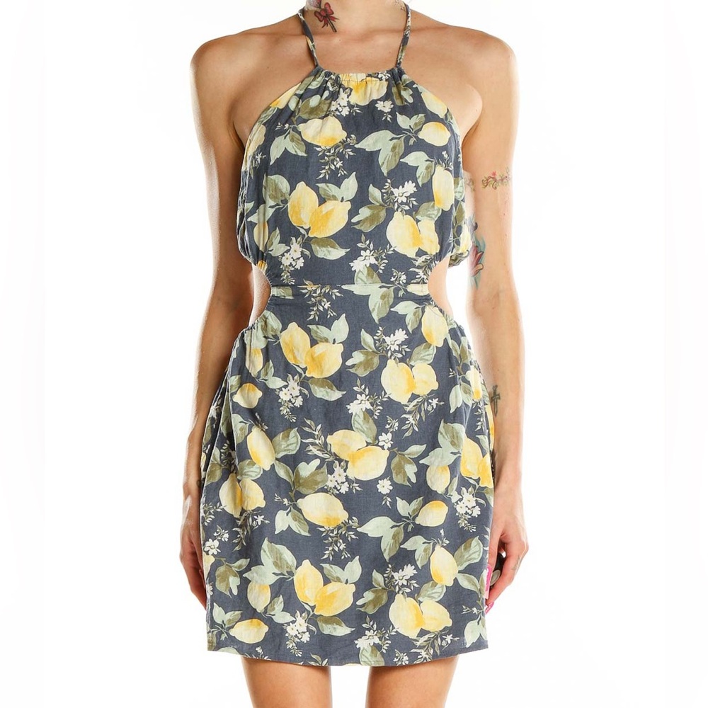 Abercrombie Linen Lemon Halter Cutout Mini Dress NWT Size Small